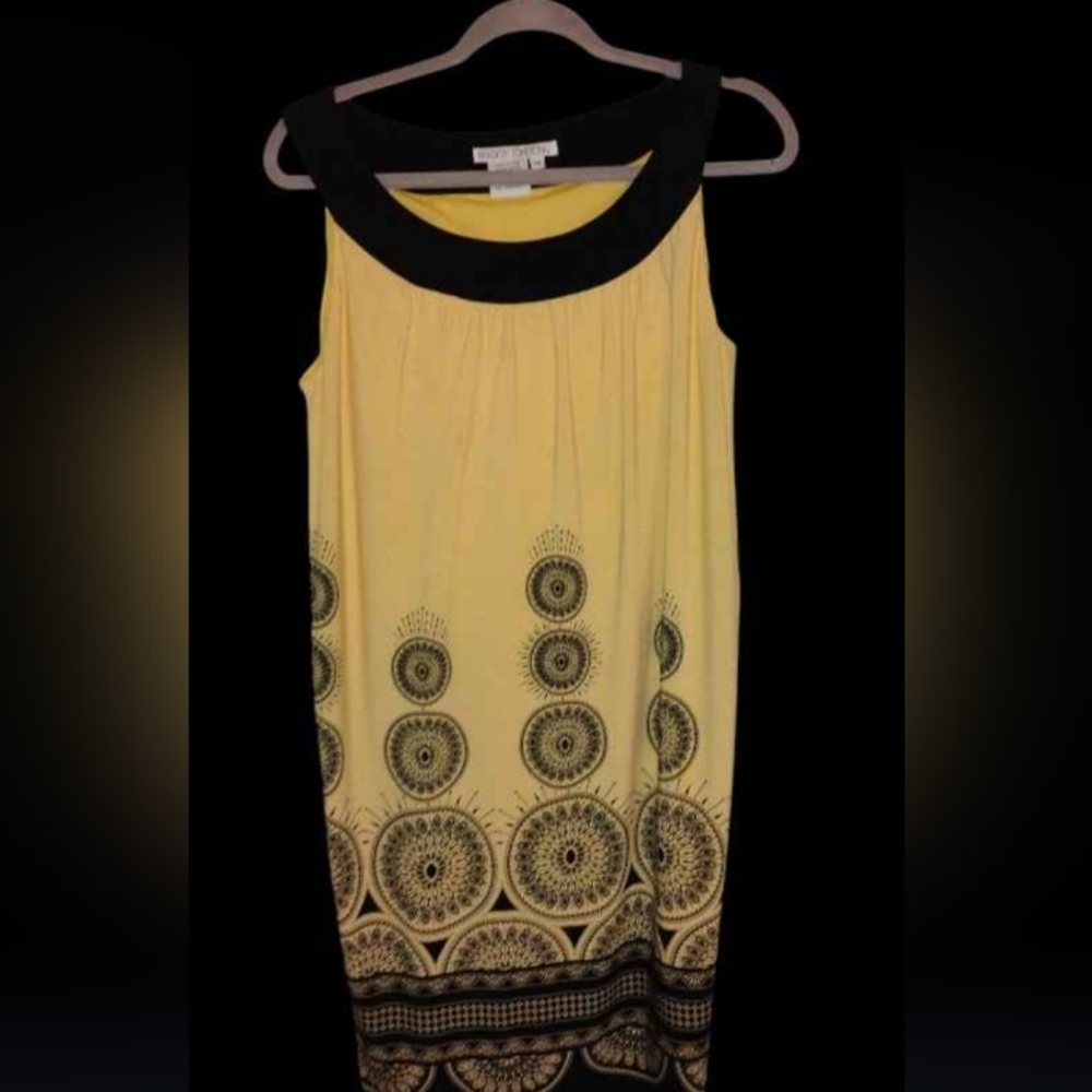 Maggie London Yellow And Black Midi Dress | Color: Black/Yellow | Size: 10